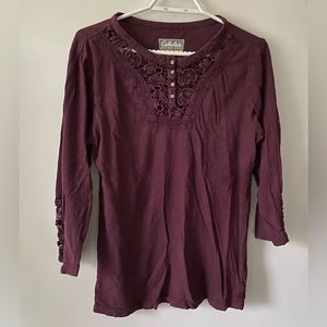 Cabela's Women's Burgundy Lace Detail Top